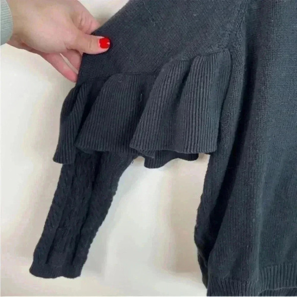 Project Naadam Black Mock Neck Cable Knit Sweater - Picture 6 of 8